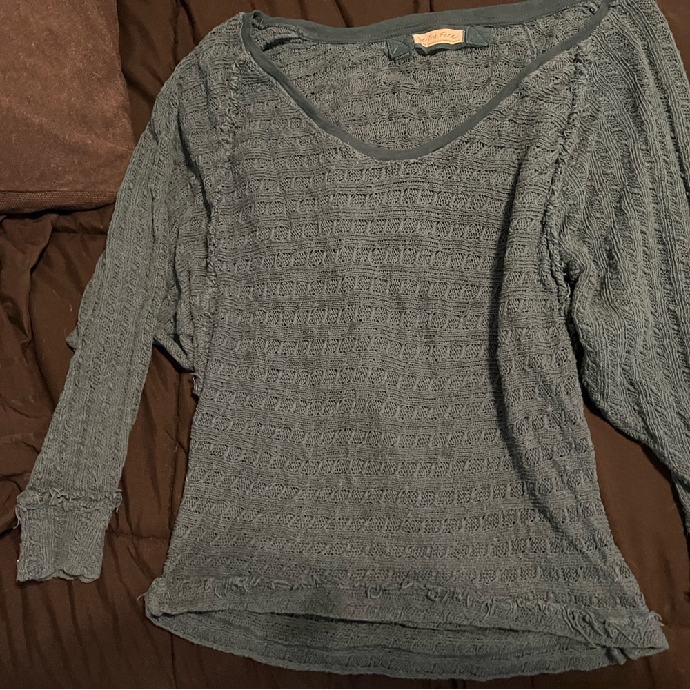 Free People/We The Free ripped style blueish green lightweight cover up/sweater